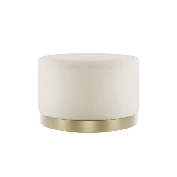 lara cream velvet large pouffe front