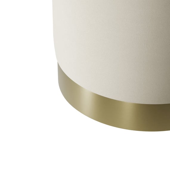lara cream velvet small pouffe close up