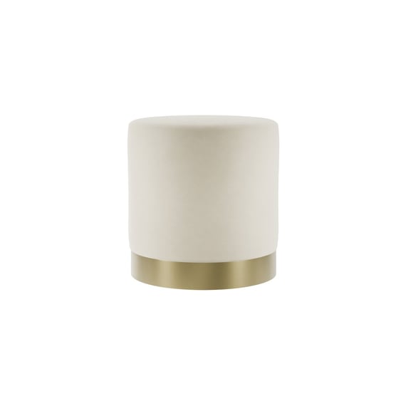 lara cream velvet small pouffe front