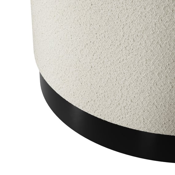 lara ivory boucle large pouffe close up