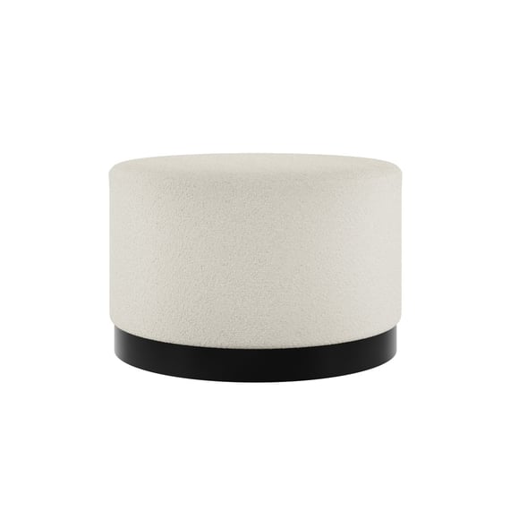 lara ivory boucle large pouffe front