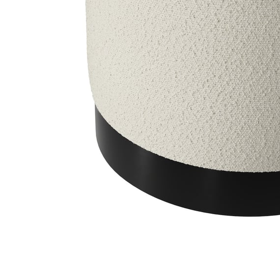 lara ivory boucle small pouffe close up