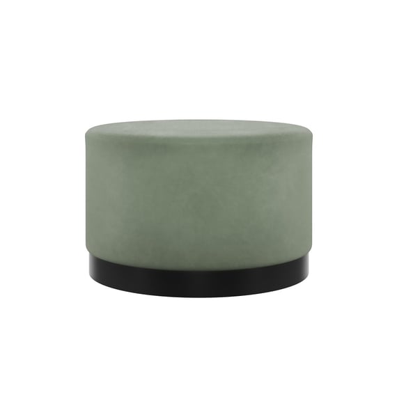 lara sage velvet large pouffe front