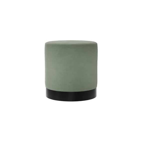 lara sage velvet small pouffe front