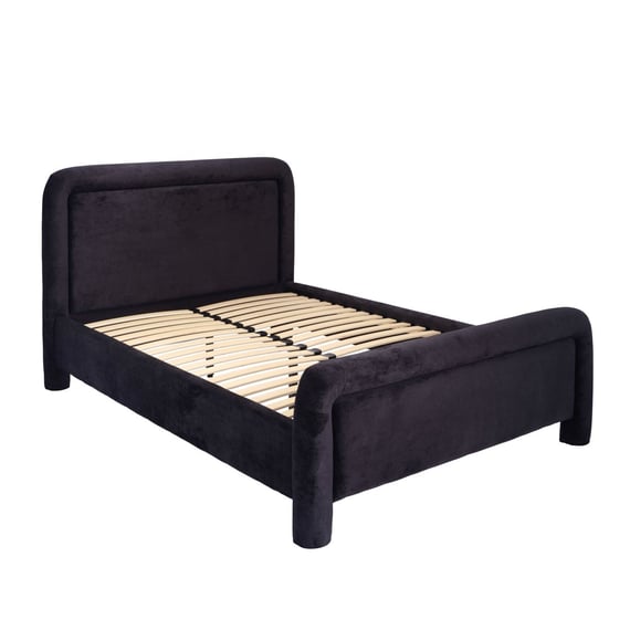 leonnie black velvet double bed angle
