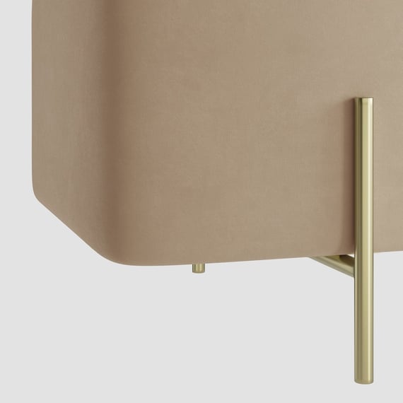 lola beige velvet storage ottoman close up