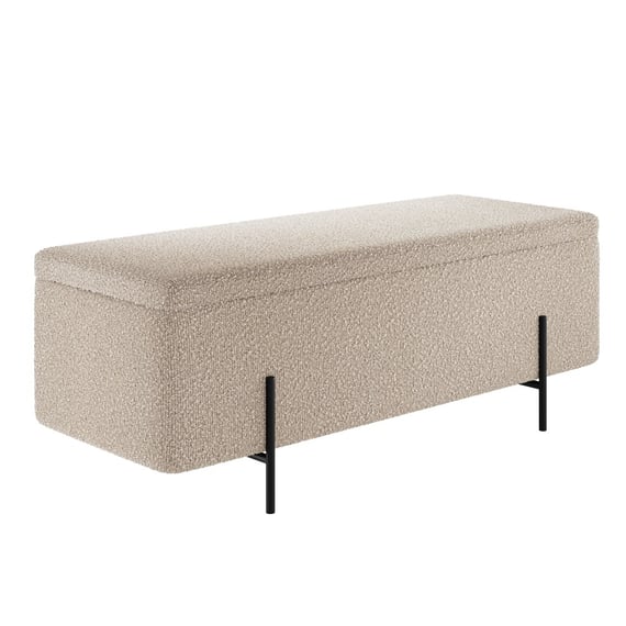 lola buff boucle storage ottoman angle