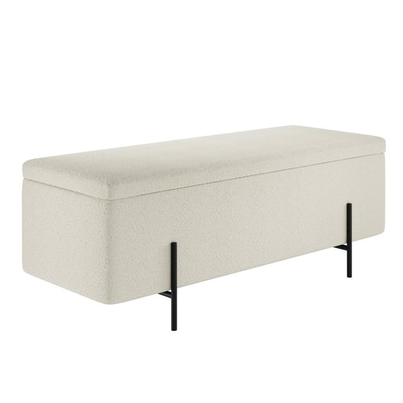 lola ivory boucle storage ottoman angle