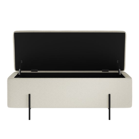 lola ivory boucle storage ottoman lid open