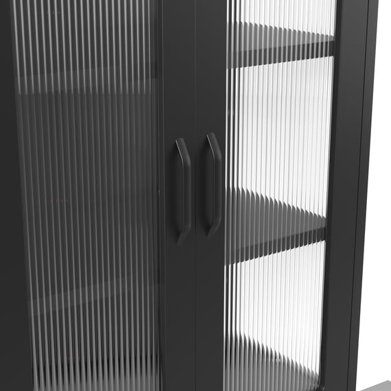 marsh black glass display cabinet close up