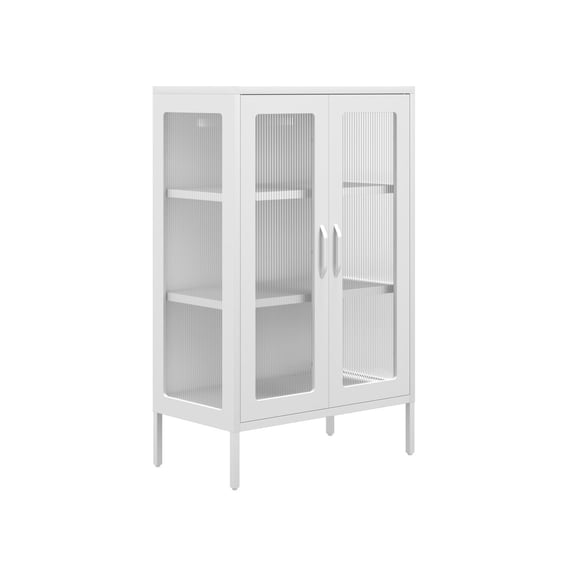 marsh white glass display cabinet angle