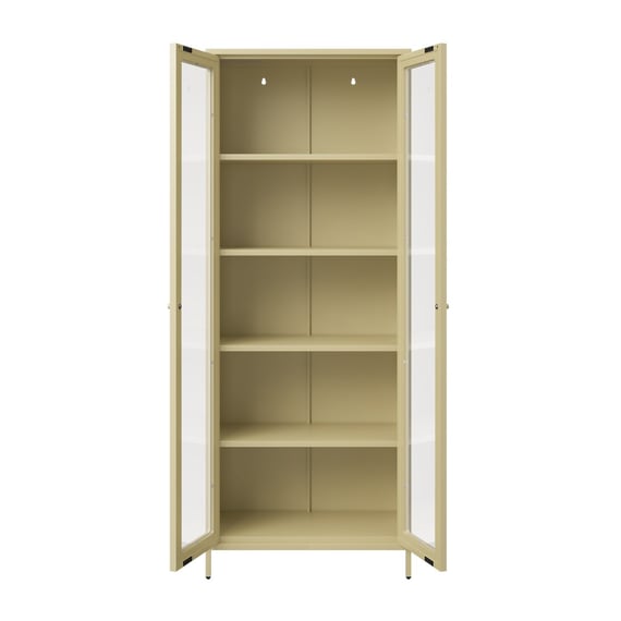 mase beige tall cabinet doors open