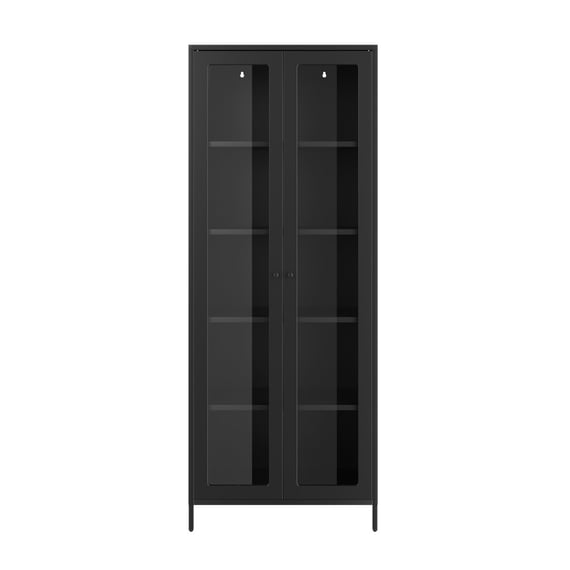 mase black tall glass display cabinet front