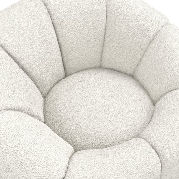nao ivory boucle swivel chair close up