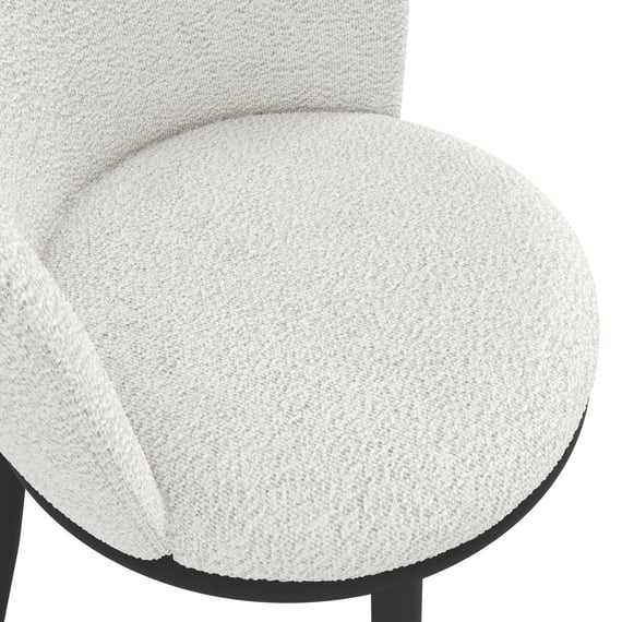 nova ivory boucle dining chair close up