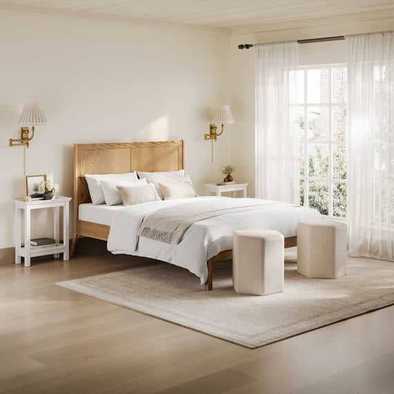 palms smoked oak king size bed dressed room