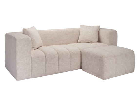 peninsula oyster sofa with pouffe chaise angle