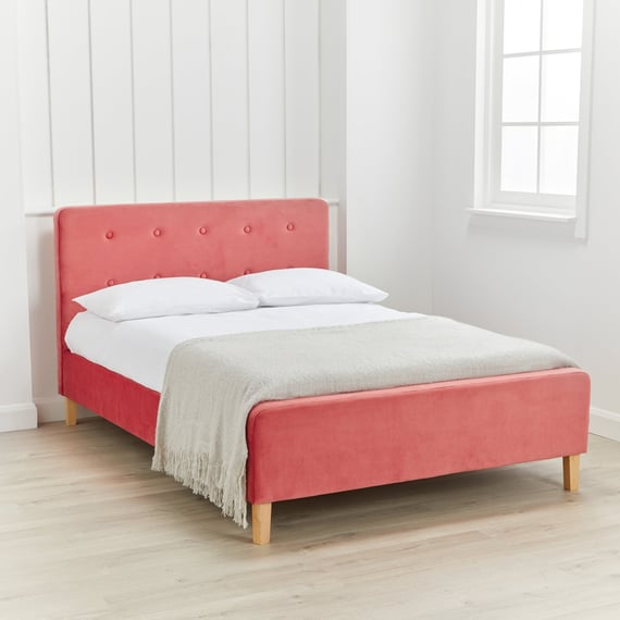 pierre coral double kingsize bed light room angle