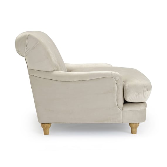 plumpton beige velvet fireside armchair side