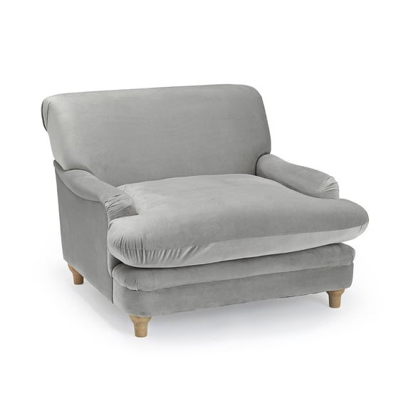 plumpton grey velvet fireside armchair angle