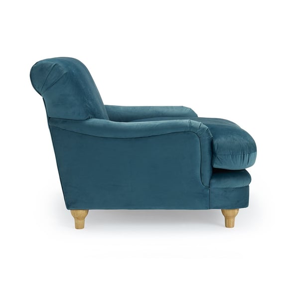 plumpton peacock blue velvet armchair side