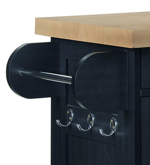 portland black kitchen cart side close up