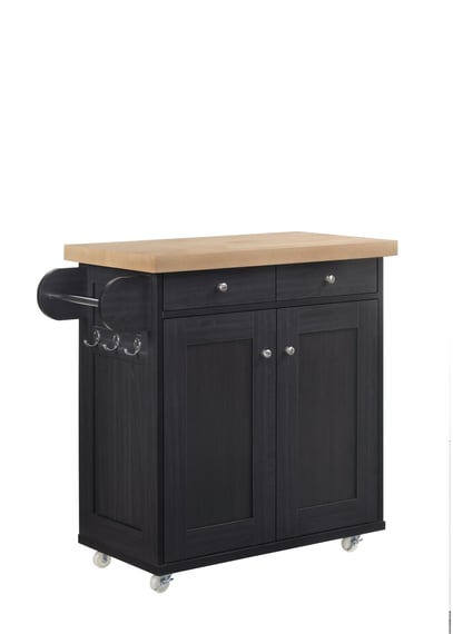 portland black kitchen cart side view