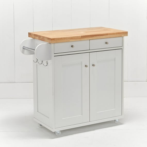 portland white oak kitchen island cart angle