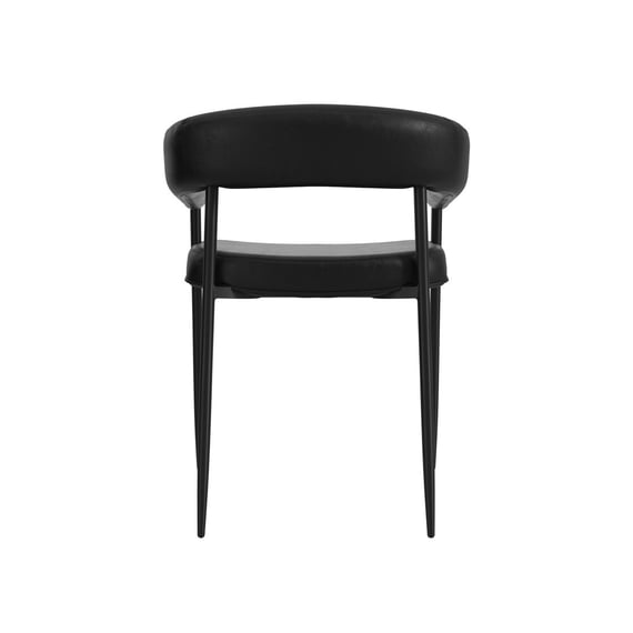 queens black leather dining chair back
