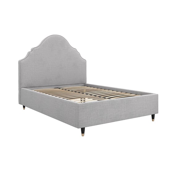 quince light grey upholstered bed angle