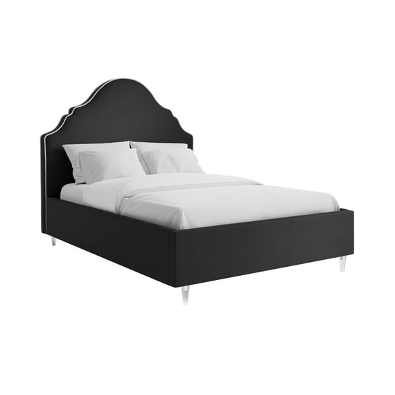 quince onyx upholstered bed dressed