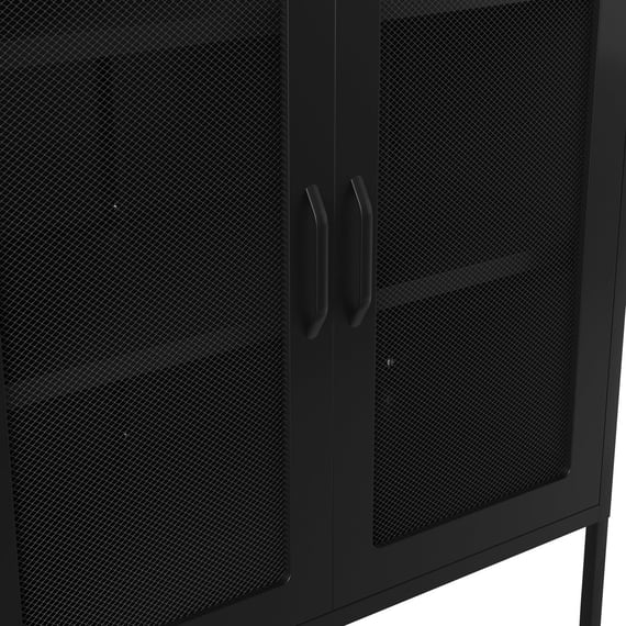 reuben black metal cabinet close up