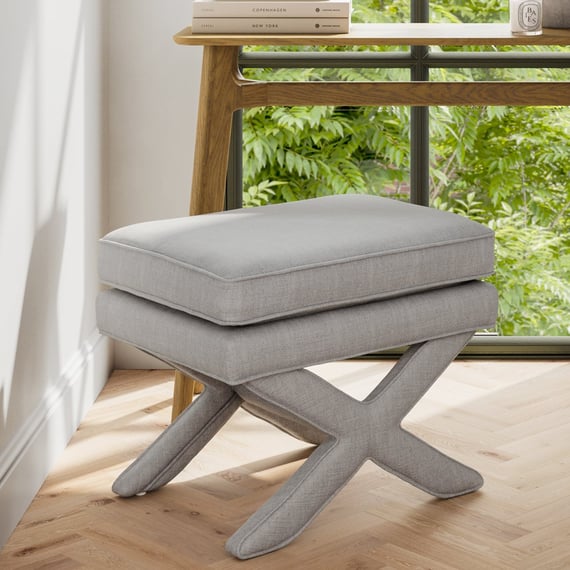 rhode light grey linen stool room shot
