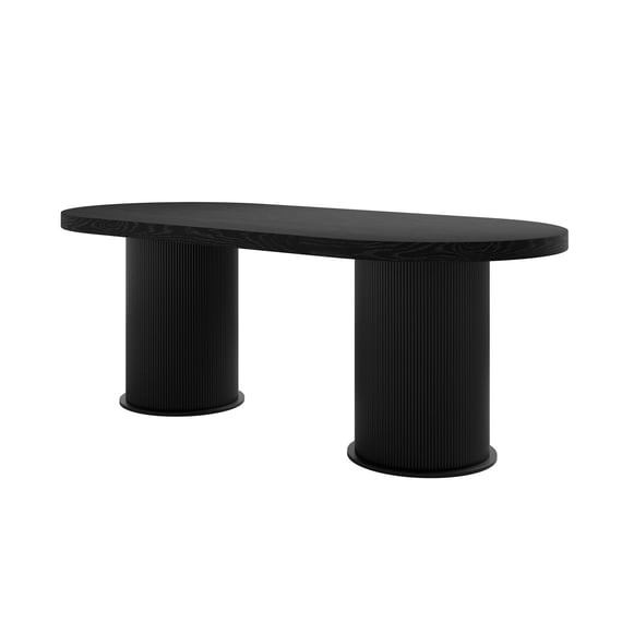 rina black oval dining table angle