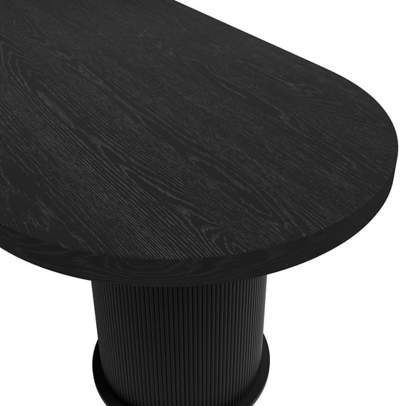 rina black oval dining table close up