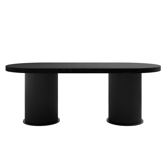 rina black oval dining table front