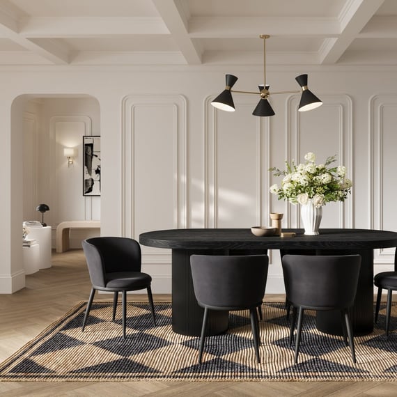 rina black dining table styled dining room