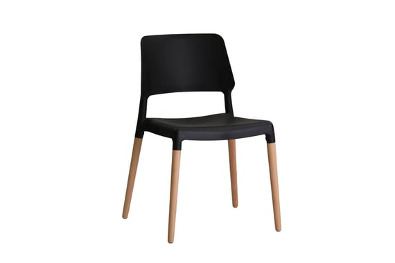 riva black moulded dining chair beech legs angle