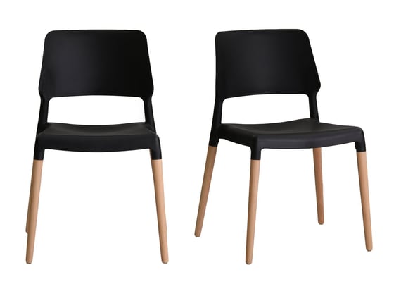 riva black stacking dining chairs pair