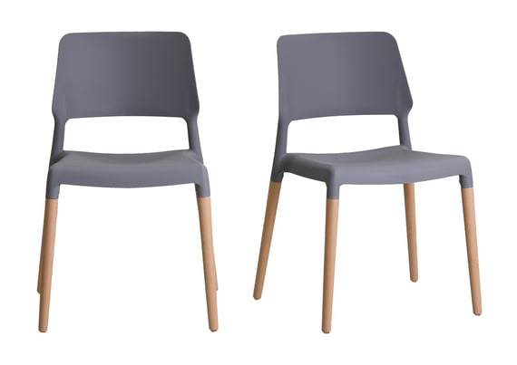 riva grey stacking dining chairs pair