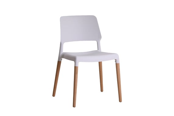 riva white moulded dining chair angle view