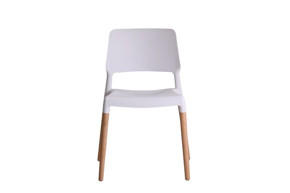 riva white moulded dining chair beech legs front