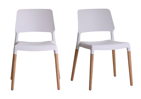 riva white stacking dining chairs pair