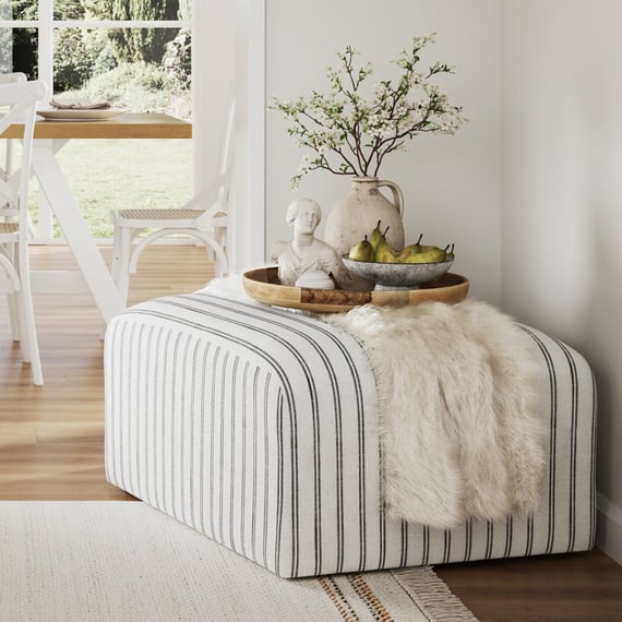 ryder chalk stripe pouffe bed end styled