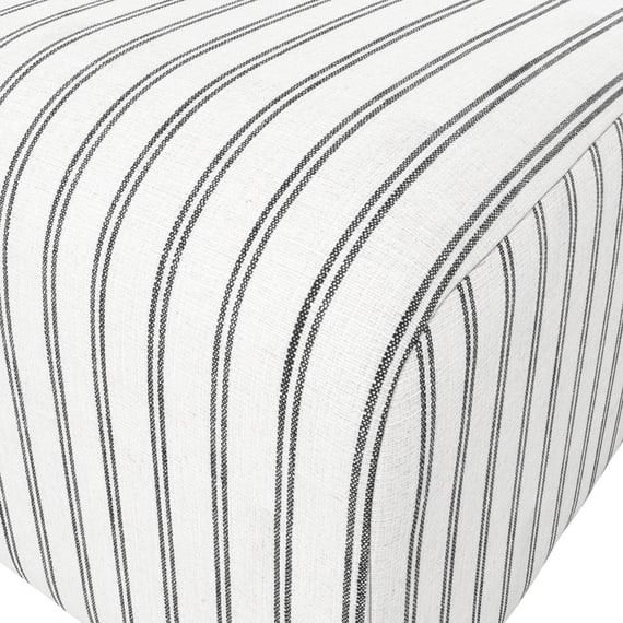 ryder chalk stripe pouffe close up