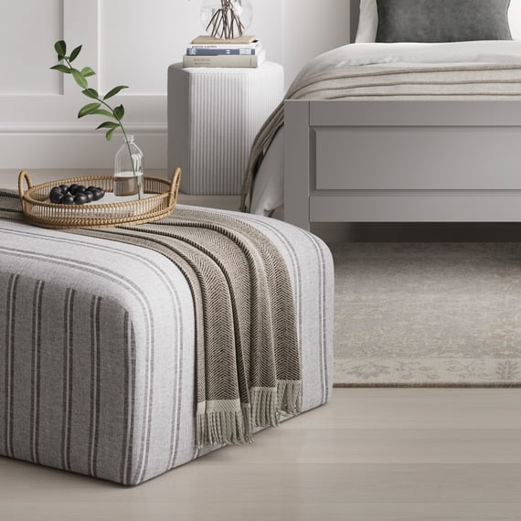 ryder grey stripe pouffe bed end styled