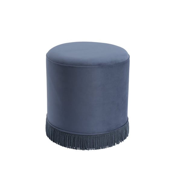 santos french blue velvet pouffe front