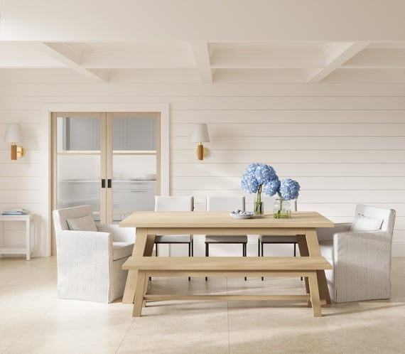 scout white dining chair oak table room shot