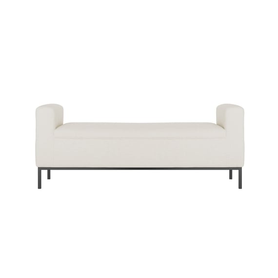 serena ivory linen bench front view