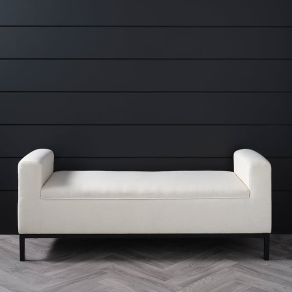 serena ivory linen bench front